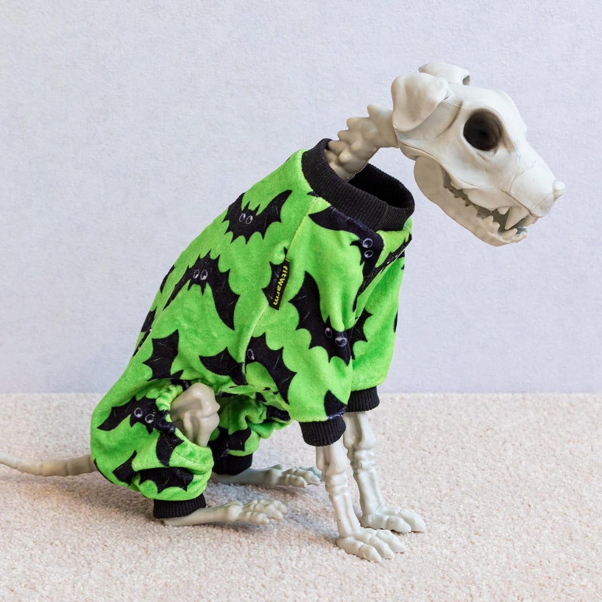 Fitwarm Halloween Bat Dog Pajamas, Funny Costumes for Small Dogs Boy Girl, Pet Outfit, Lime Green