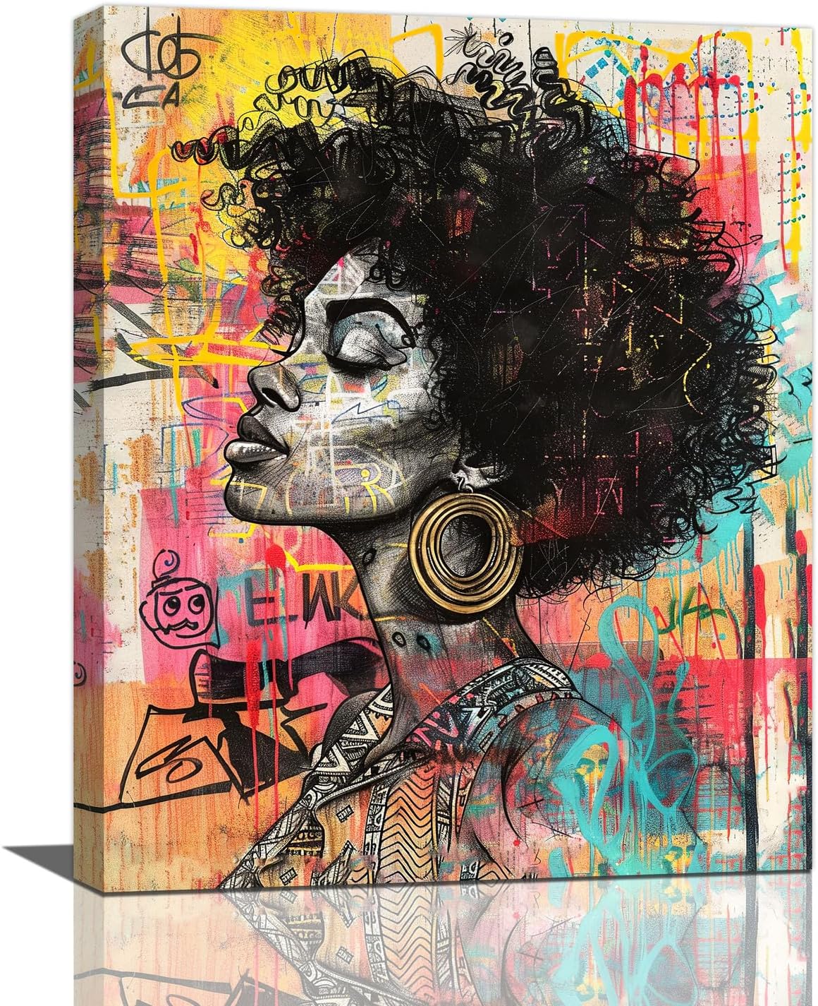 Quorin African American Wall Art Banksy Graffiti Black Woman Pictures Black Girl Wall Decor Canvas