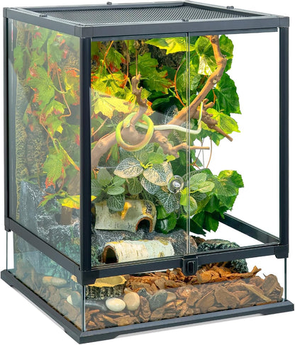 Glass Reptile Tank Front Opening Terrarium Suitable for Leopard Geckos, Snakes, Tree Frogs