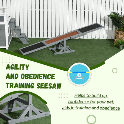 PawHut Wooden Dog Agility Seesaw for Training and Exercise, Platform Equipment Run Game Toy