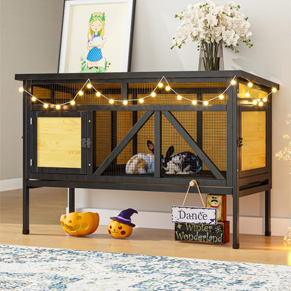 46.7" Rabbit Cage Elevated Bunny Cage Indoor, Outdoor Rabbit Hutch Hamster Cages for Small Animals