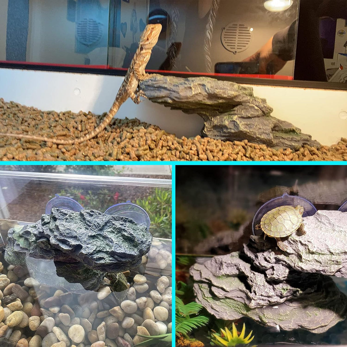 kathson Turtle Basking Platform with Suction Cup Tortoise Climbing Rest Terrace Resin Step