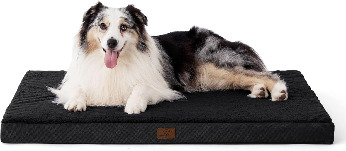 Bedsure XL Dog Bed for Crate - Large Orthopedic Flat Pet Beds with Removable Washable Cover, Egg