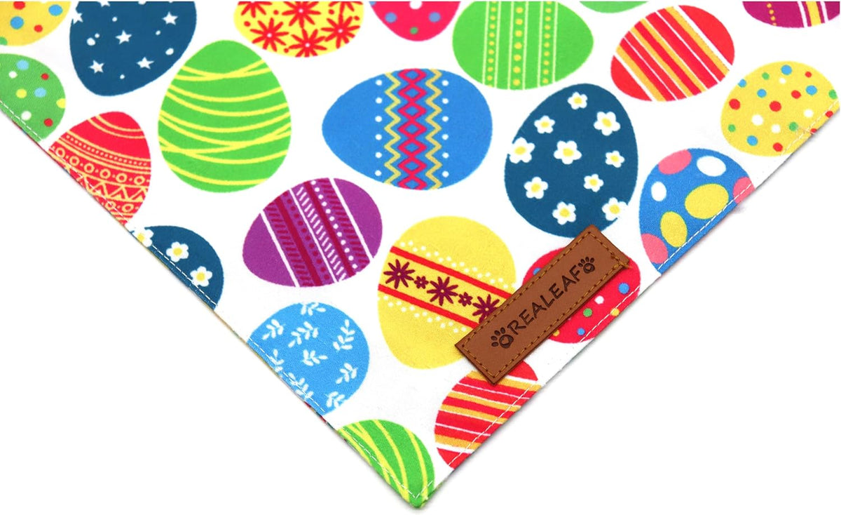Realeaf Easter Dog Bandanas 2 Pack, Triangle Reversible Pet Scarf for Boy and Girl, Premium Durable