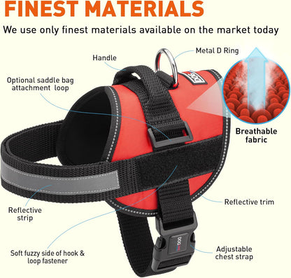 Dogline Dog Harness, Reflective No-Pull Adjustable Vest with Handle for Walking, Training, Service