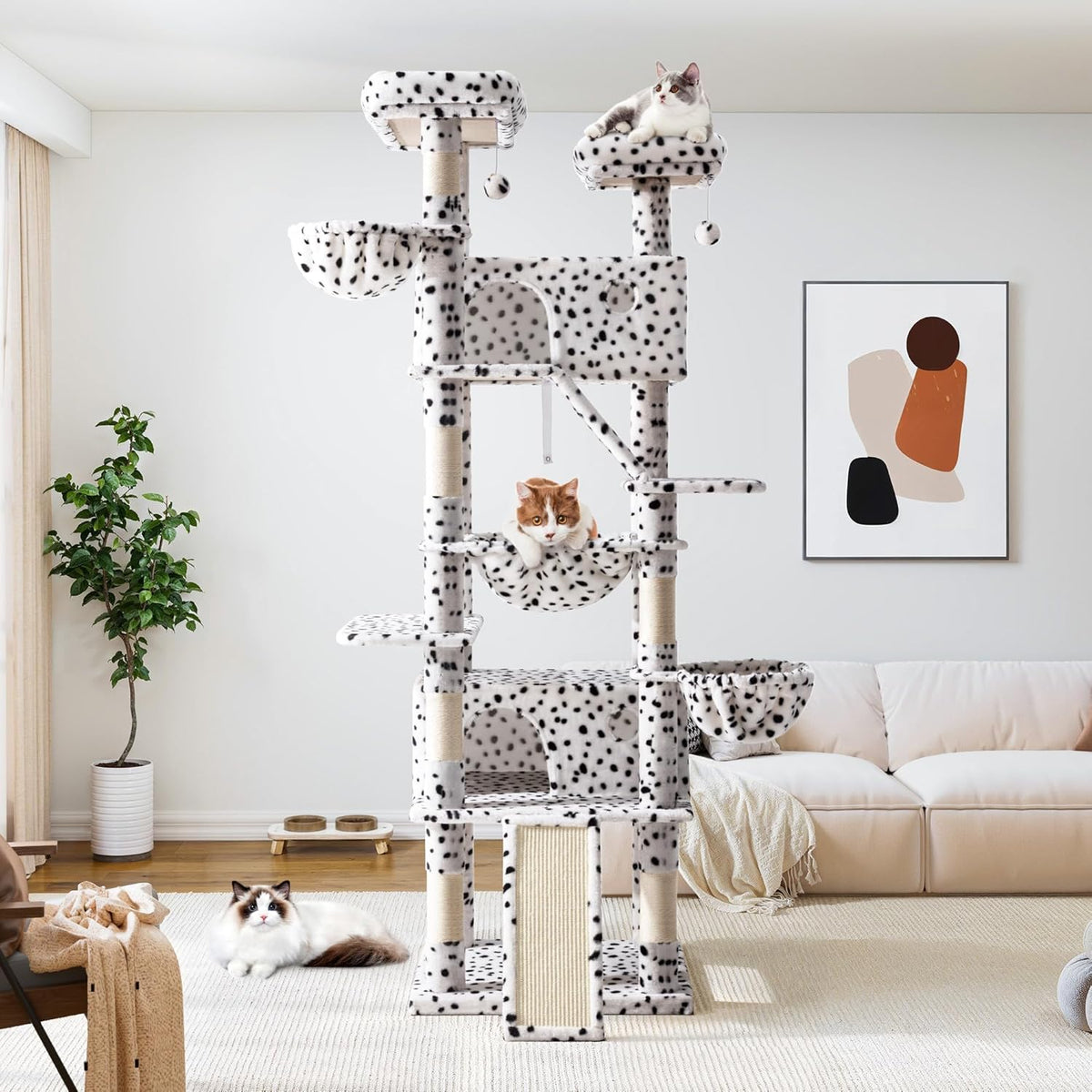 Allewie 81 Inches Tall Cat Tree/Multi-Level Large Climbing Tree House and Towers for Big