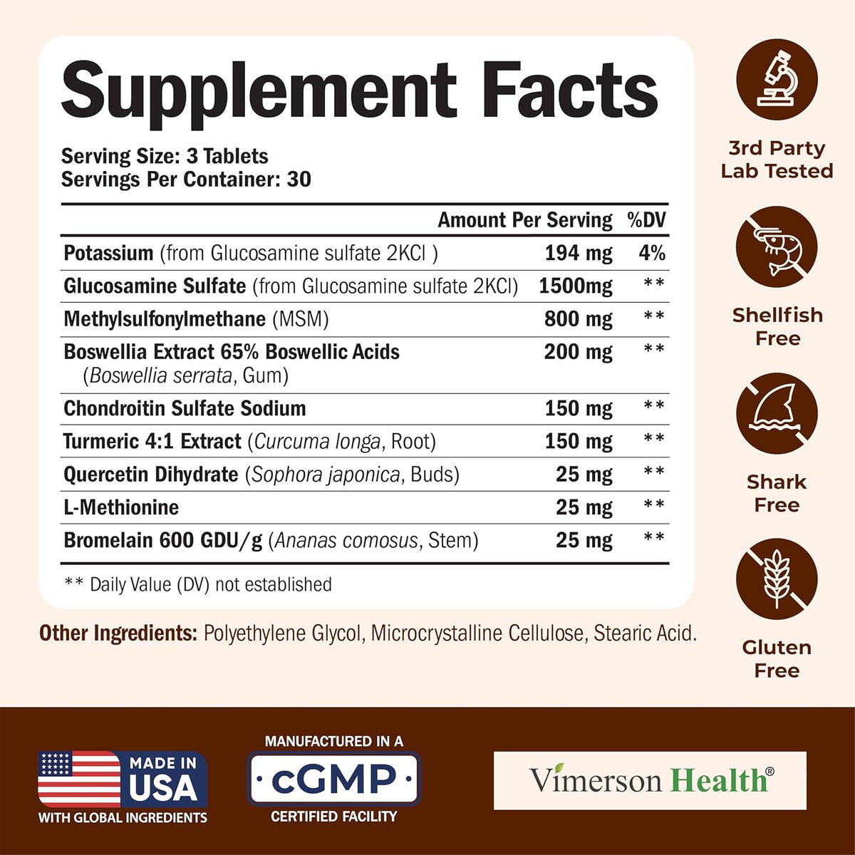 Glucosamine Chondroitin MSM – Joint Support Supplement for Women and Men with Glucosamine Sulfate