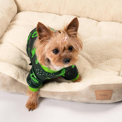 Fitwarm Dinosaur Dog Fleece Pajamas, Warm Clothes for Small Dogs Boy, Cozy Pet Onesie with Feet