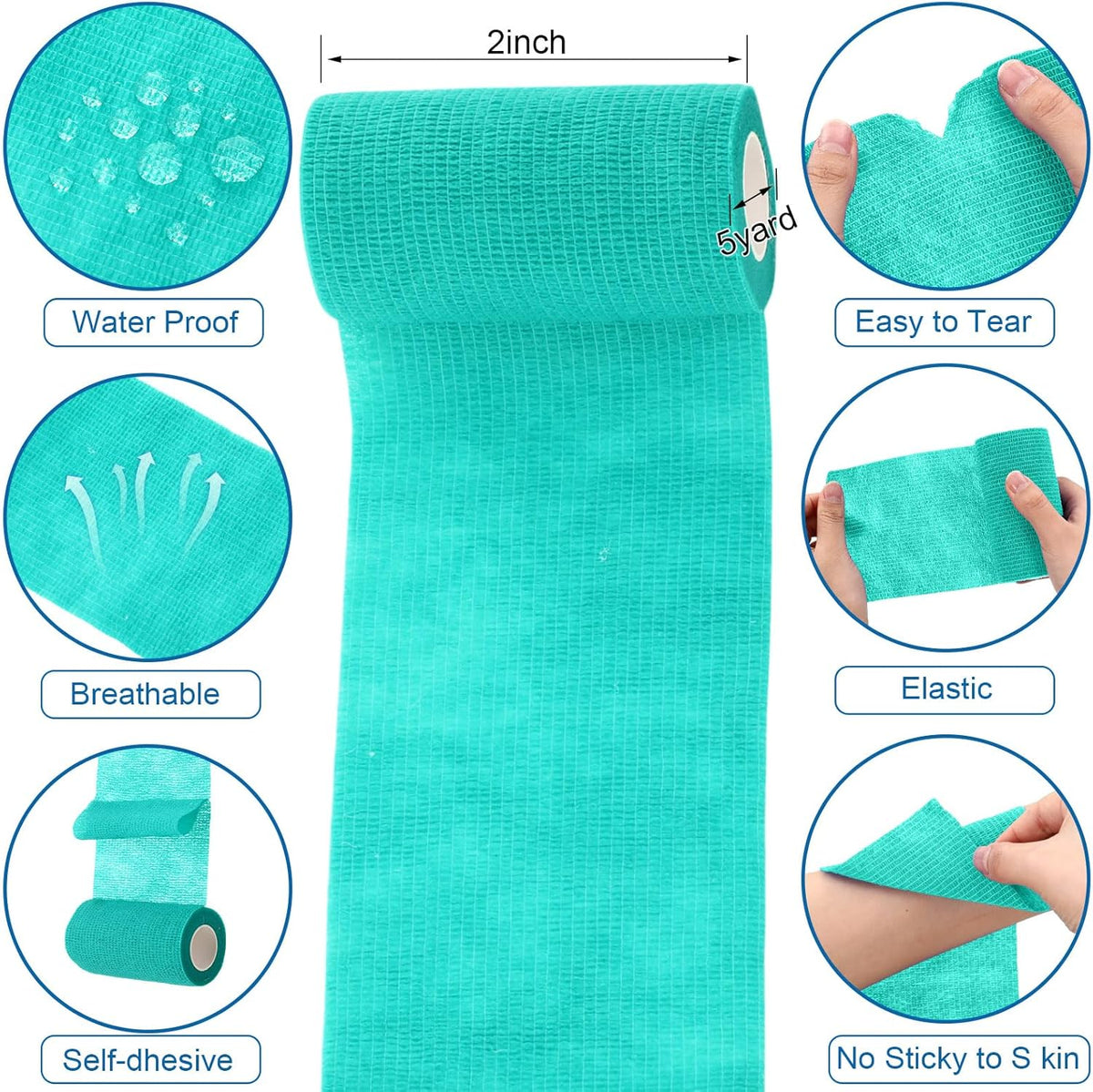 Treela 36 Pcs Self Adherent Bandage 4" X 5 Yard Wrap Breathable Cohesive Bandage Elastic Adhesive