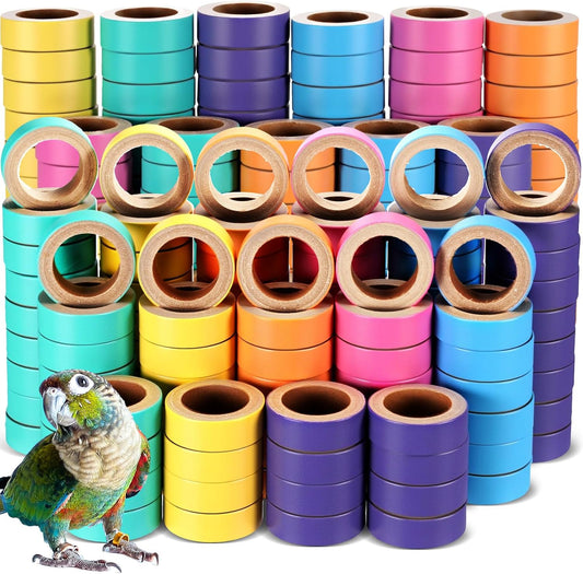 180 Pcs 1.85 Inch Bagels Bird Toys for Parrots Cardboard Bird for Chewing Shredding Foraging Play