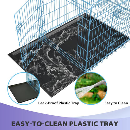 BestPet | Dog Crate | 48" | Blue | Foldable Metal Kennel with Double Doors, Secure Slide-Bolt