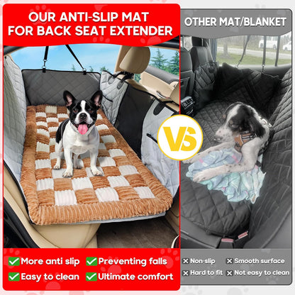 Dog Car Bed Mat, Non-Slip Backseat Extender Pet Blanket, Plaid Dog Bed for SUVs, Sedans & Trucks