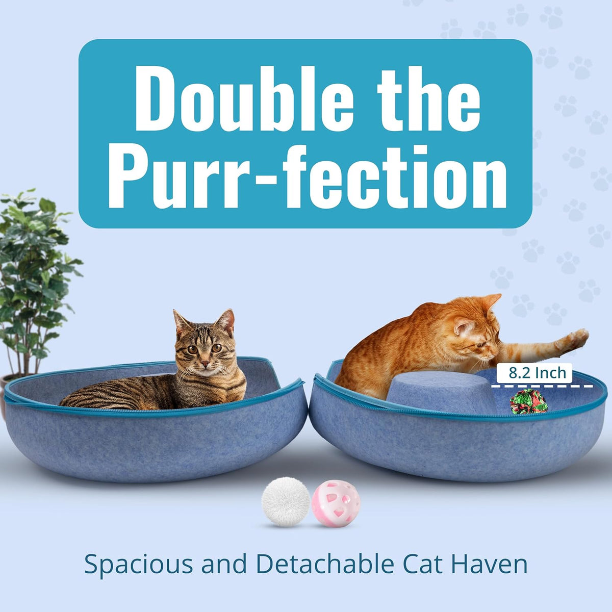 Okoco Cat Tunnel Bed for Indoor Cats Large, 24" Peekaboo Cat Cave Donut Bed for Pets up to 45lbs