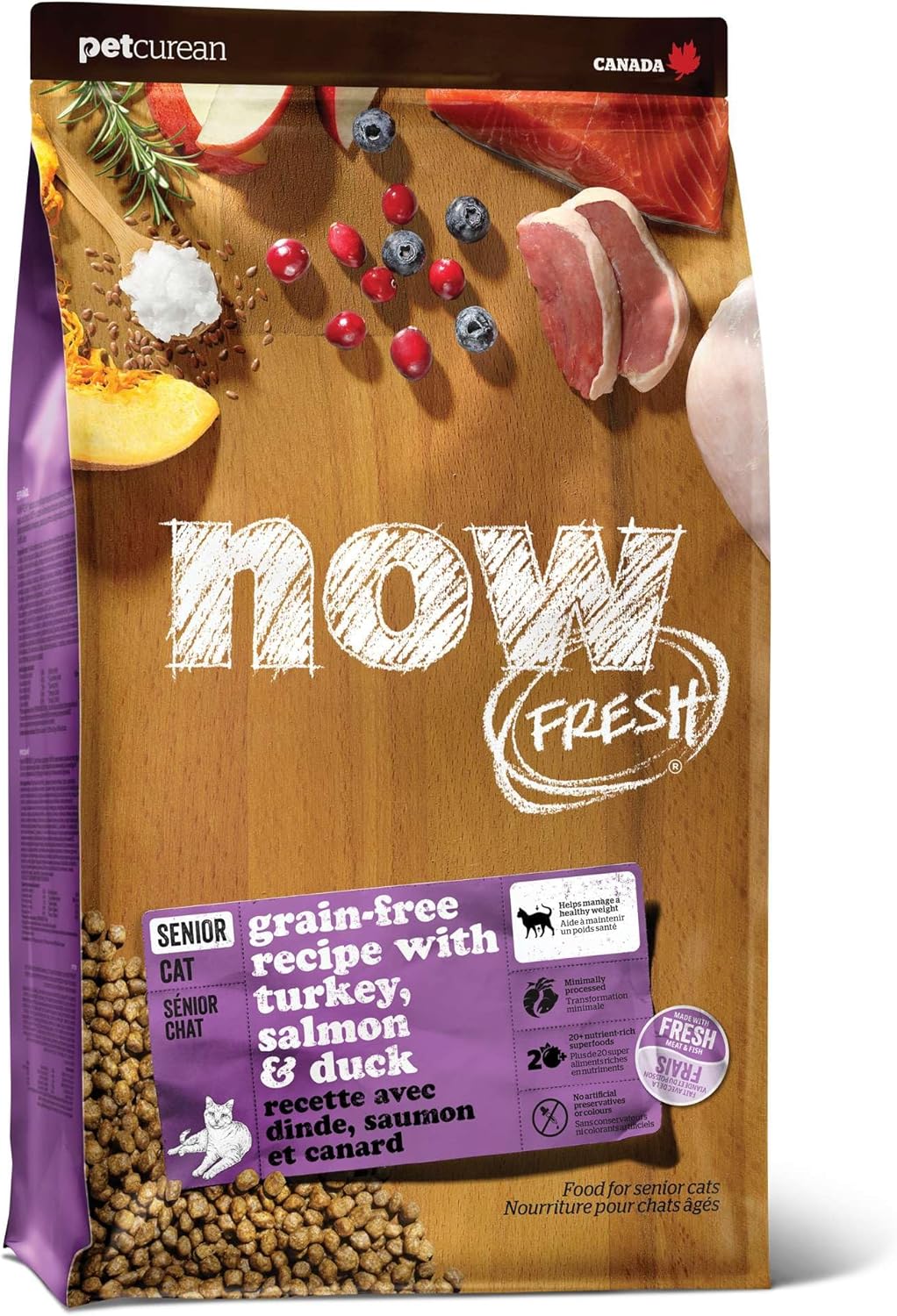 Now Fresh Grain-Free Senior Dry Cat Food with Turkey, Salmon & Duck, Premium Kibble Made with Real