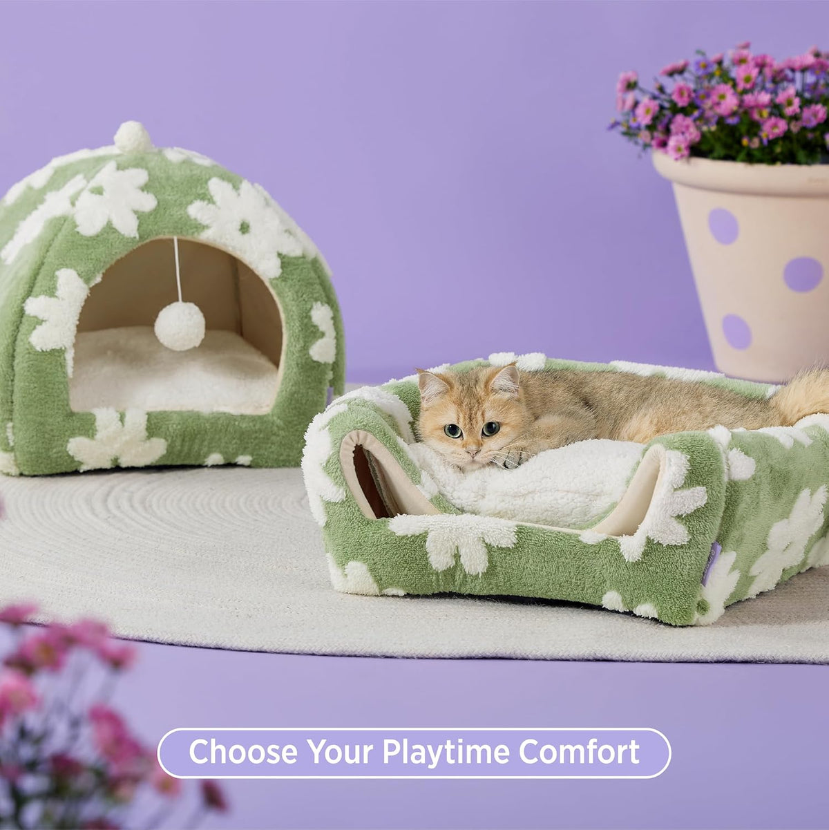 Lesure Cute Cat Beds for Indoor Cats - 2 in 1 Large Cat Cave Bed with Removable Washable Cushioned