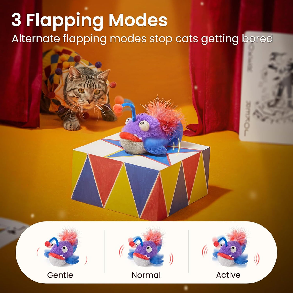 Potaroma Cat Toys Flapping Fish, Interactive Realistic Anglerfish Toy Stuffed with Catnip and