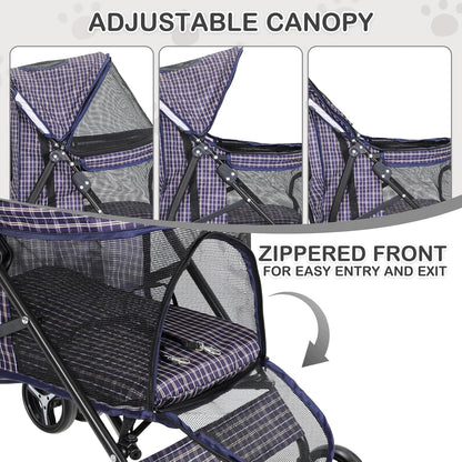 MoNiBloom 4 Wheels Pet Stroller, Easy-Fold Umbrella Shaped Dog Cat Jogger Stroller w/Storage Bag &