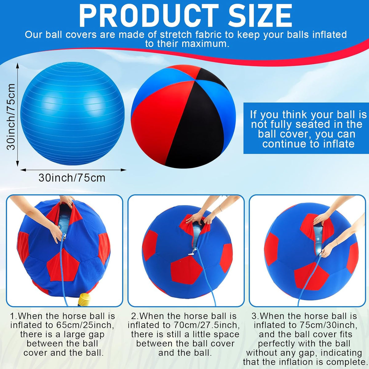 30inch Giant Herding Ball with Cover Anti Burst Ball Please Watch VCR for How to Inflation Horse