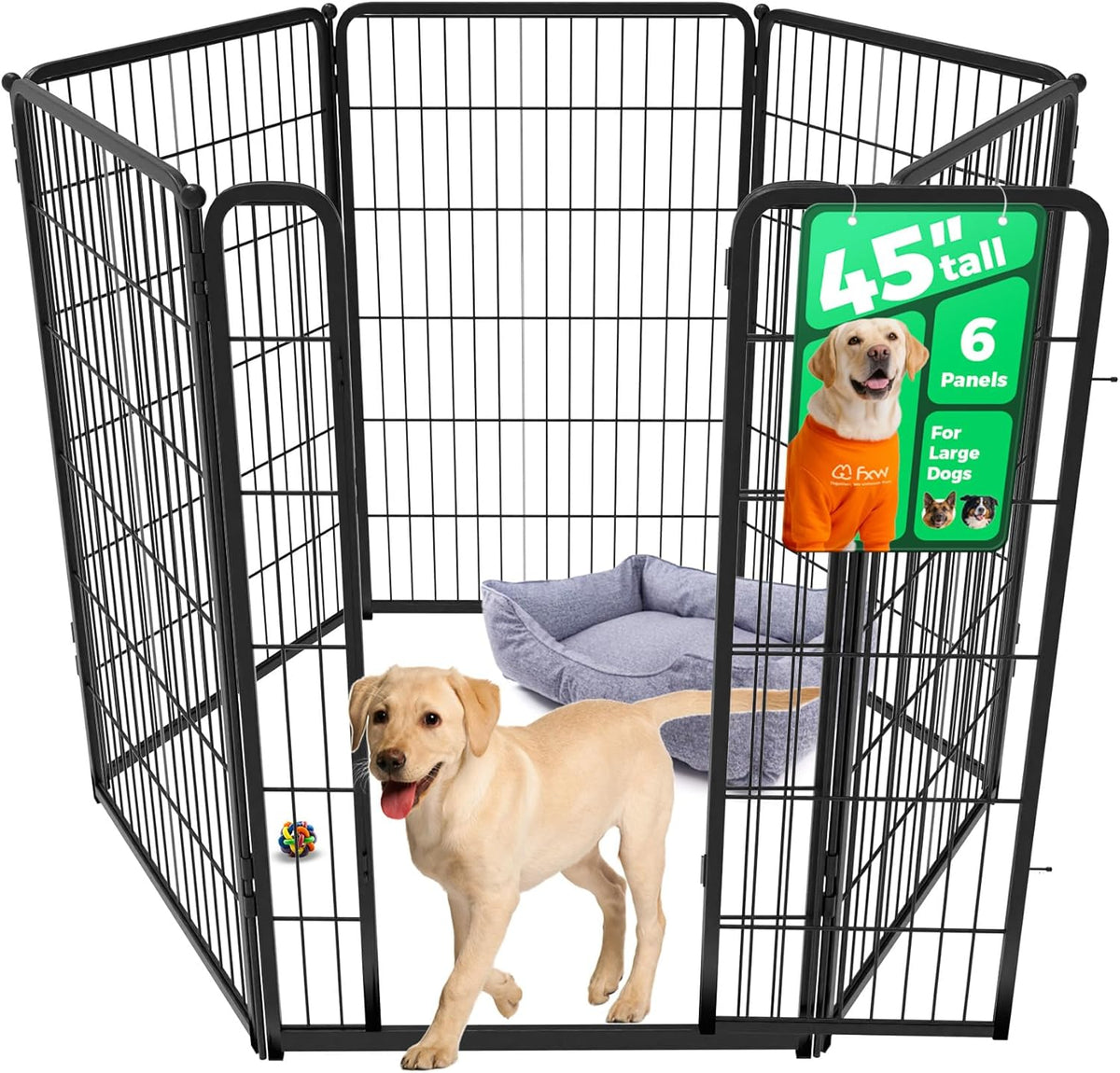 FXW Homeplus Unleashed Indoor Dog Playpen - Stress-Free and Safe Play, Heavy Duty 45 Inch 6 Wire