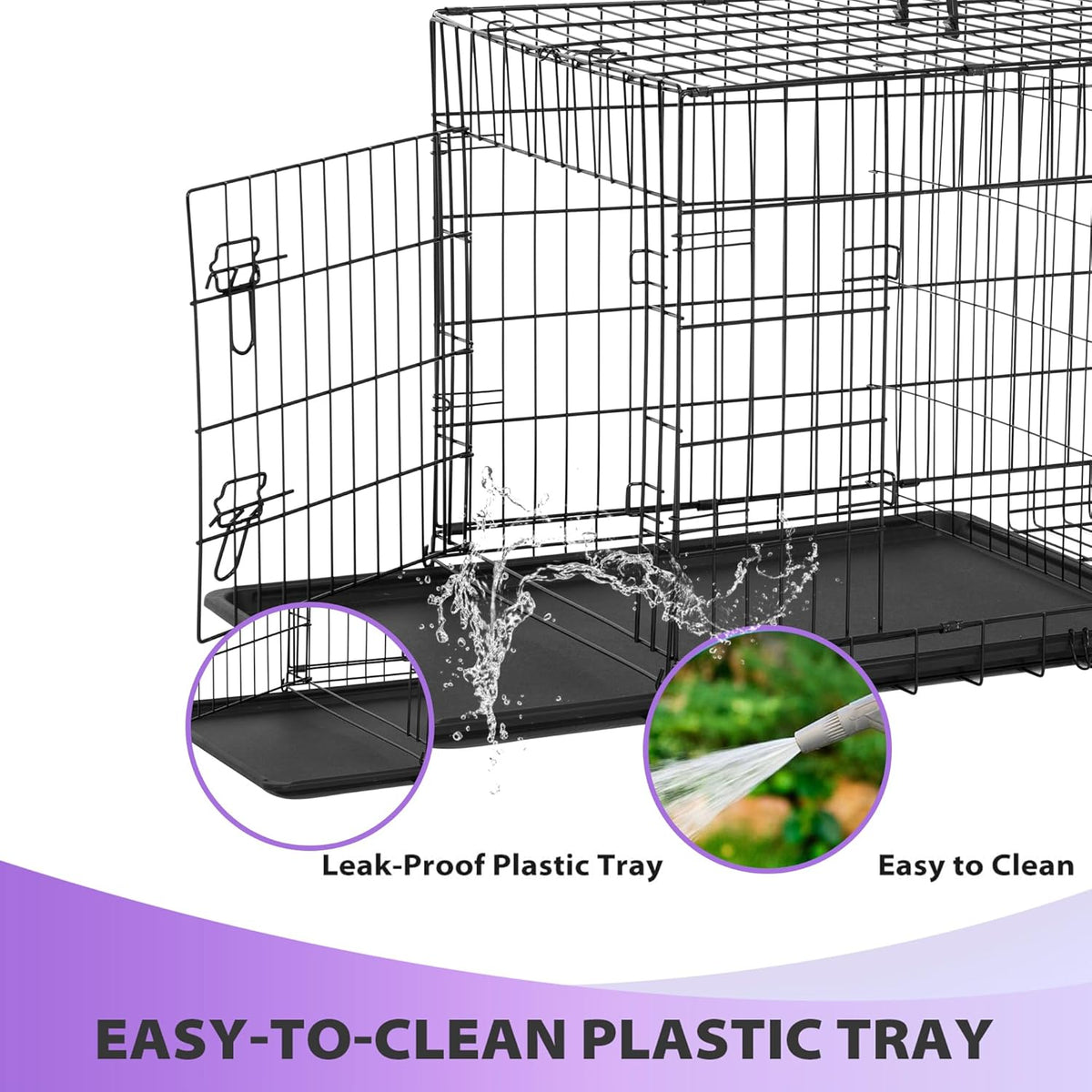 BestPet | Dog Crate | 30" | Black | Foldable Metal Kennel with Double Doors, Secure Slide-Bolt