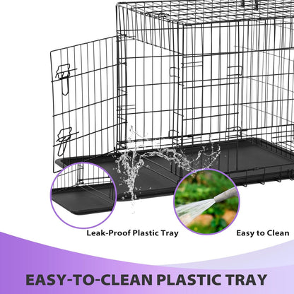 BestPet | Dog Crate | 30" | Black | Foldable Metal Kennel with Double Doors, Secure Slide-Bolt