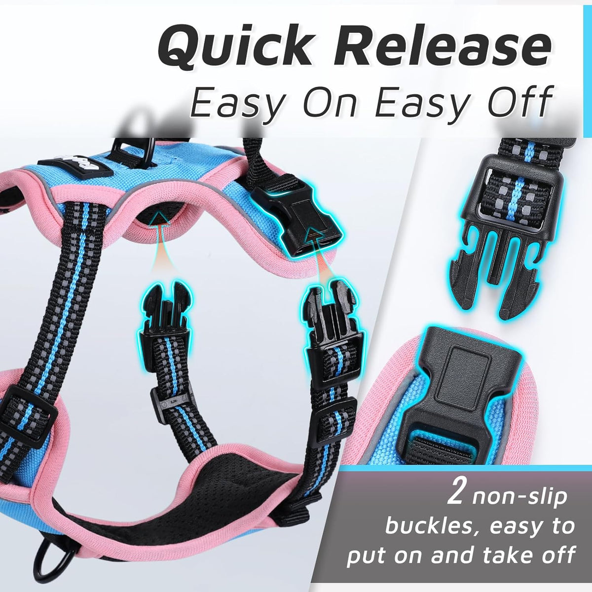 Eagloo Dog Harness Small Sized Dog, No Pull Service Vest with Reflective Strips and Control Handle