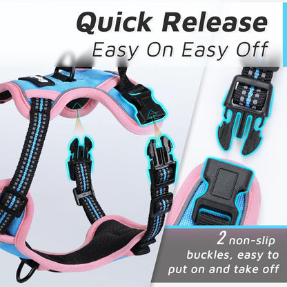 Eagloo Dog Harness Small Sized Dog, No Pull Service Vest with Reflective Strips and Control Handle