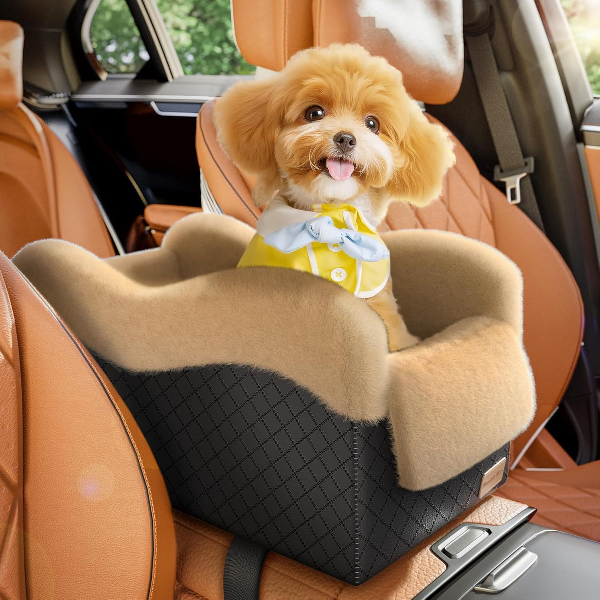 Portable Small Dog Seat for Car,Luxury Center Console Dog Car Seat Booster with Safety