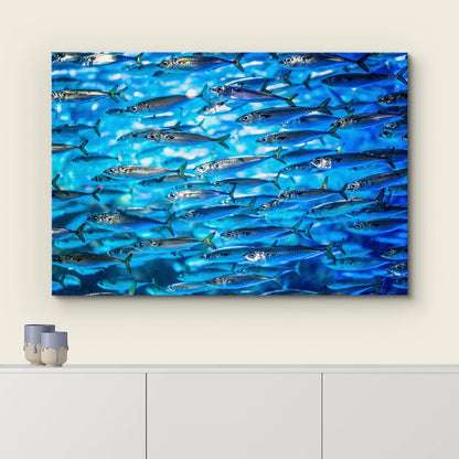 wall26 Canvas Print Wall Art Close Up Sardine School of Fish Underwater Nature Animals Photography