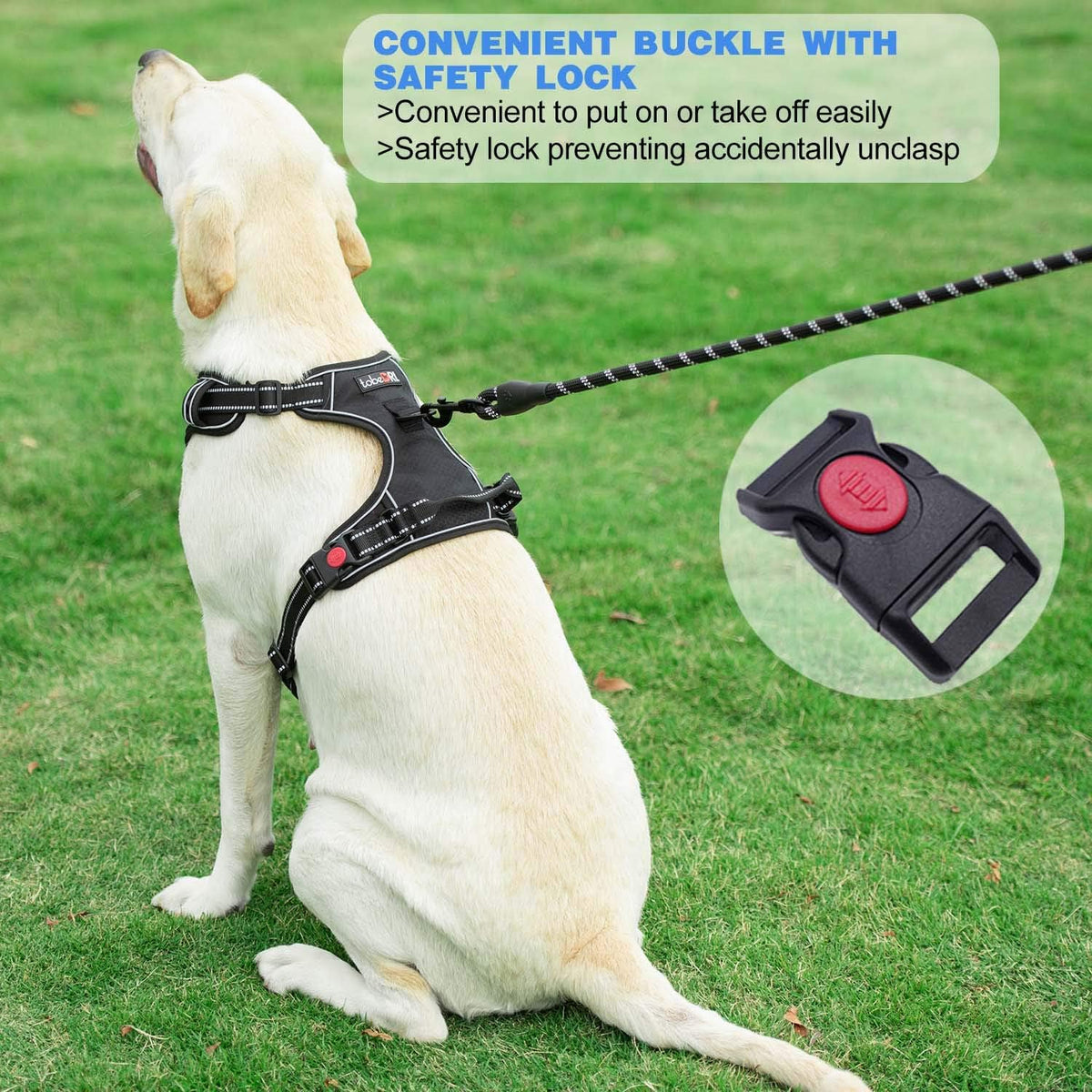 No Pull Dog Harness Adjustable Reflective Oxford Easy Control Medium Large Dog Harness with A Free