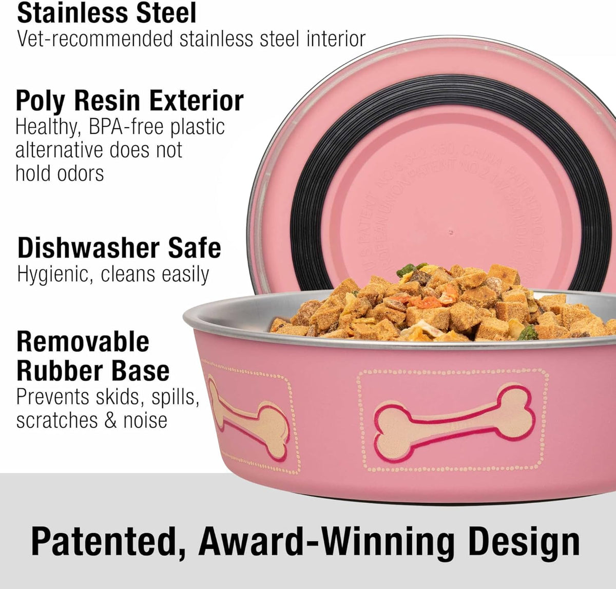 Loving Pets Bella Dog Bowls- Stainless Steel Dog & Cat Bowls - Spill Proof Dog Food Bowl, Cat Bowl