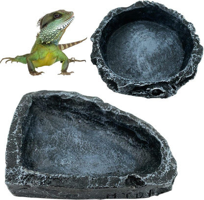2 Pack Reptile Feeding Dish Corner Bowl, Reptile Water Dish Food Bowl Feeding Terrarium Bowls for