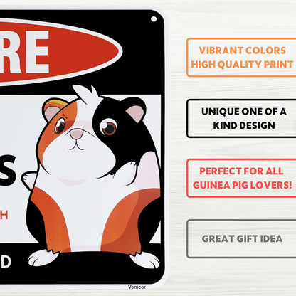 Venicor Guinea Pig Sign Decor - 8 x 12 Inches - Aluminum - Guinea Pig Gifts for Guinea Pig Lovers