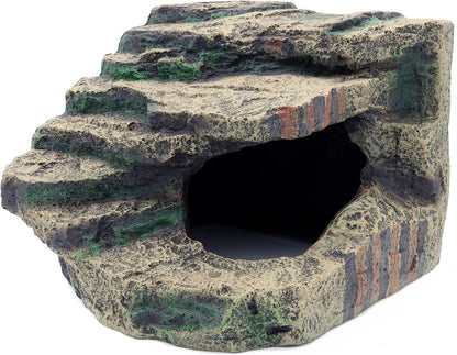 JIHAQUA Large Resin Reptile Tank Accessories Hideouts Cave Habitat Decor for Leopard Gecko Lizards