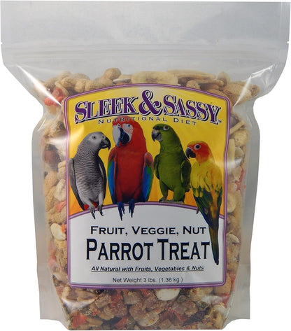 SLEEK & SASSY Fruit, Veggie, Nut Parrot Treat Perfect for Large Conures, Amazons, African Greys