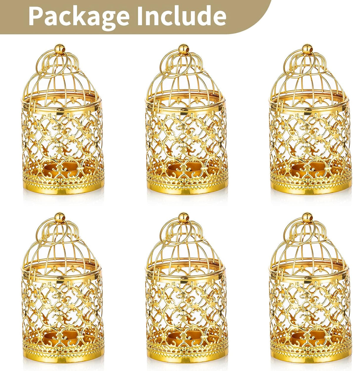6 Pcs Small Metal Tealight Hanging Birdcage Lantern, Vintage Decorative Centerpieces of Wedding