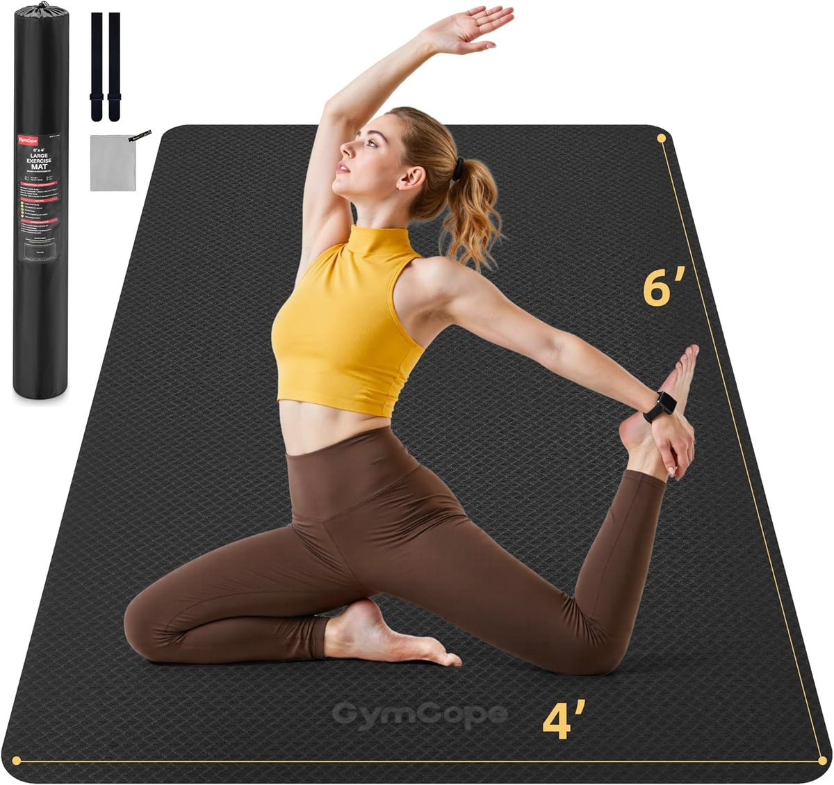 Extra Large Yoga Mat - 72"x35", 72"x48", 78"x57" - Wide TPE Exercise Mat for Home, Stretching