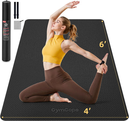 Extra Large Yoga Mat - 72"x35", 72"x48", 78"x57" - Wide TPE Exercise Mat for Home, Stretching