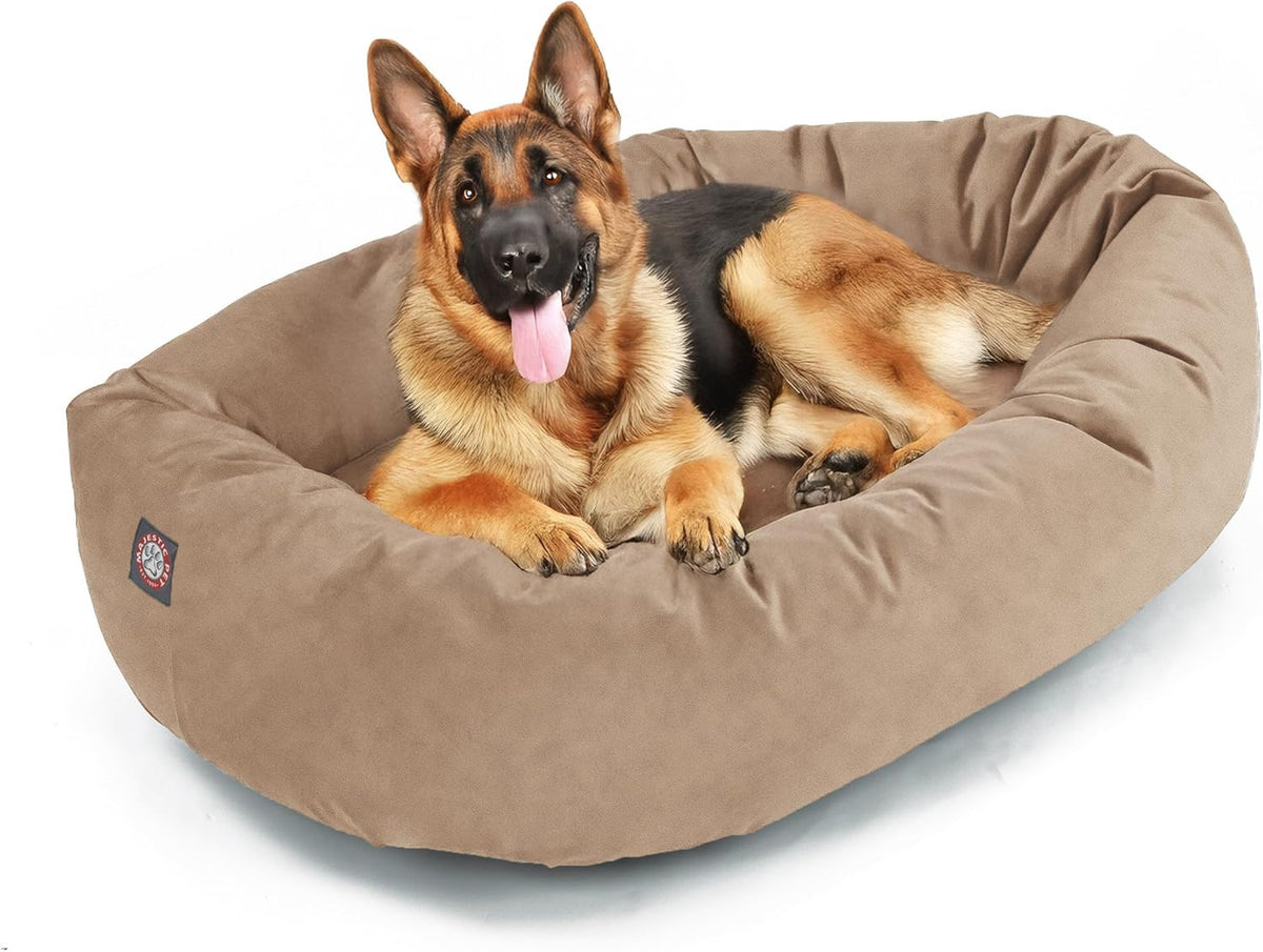 Majestic Pet 52 Inch Suede Calming Dog Bed Washable 52x35x11 (Inch) – Cozy Soft Round Donut Dog Bed