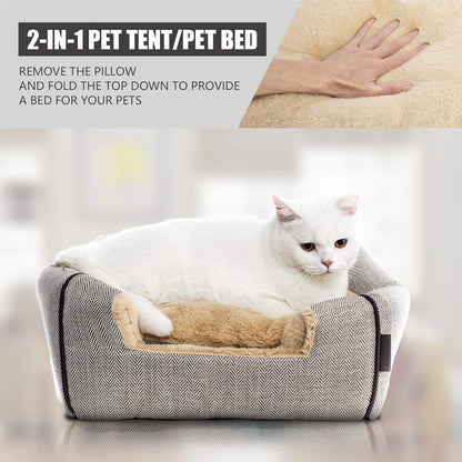 Cat Bed for Indoor Cats - Cat Cave Beds Cat House Cat Tent with Removable Washable Cushioned