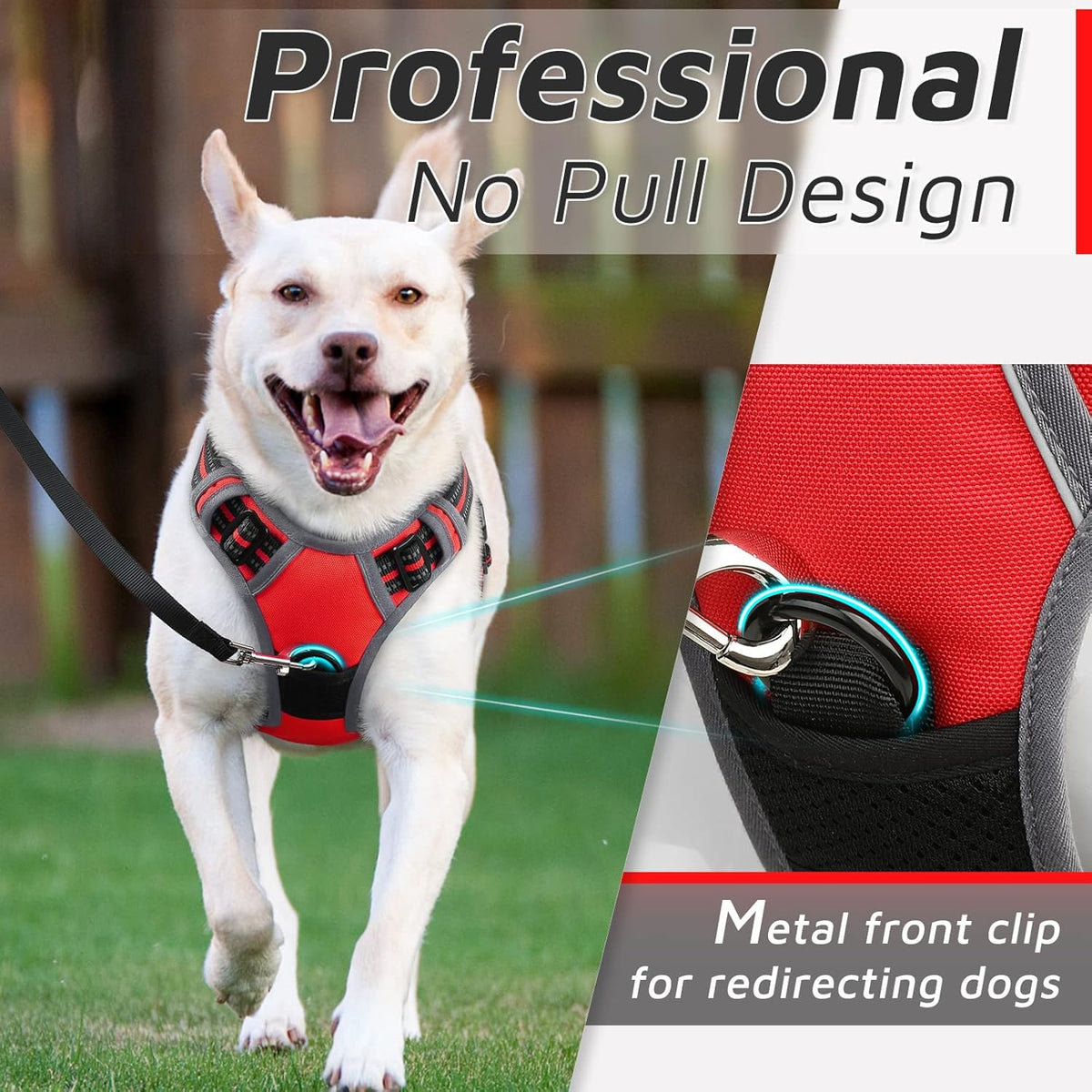 Eagloo Dog Harness Medium Sized Dog, No Pull Service Vest with Reflective Strips and Control