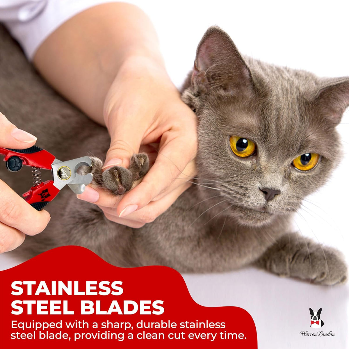 Warren London Cat Nail Clipper | Kittens Small Dogs | Stainless Steel Blade | Nail Safety Guard |