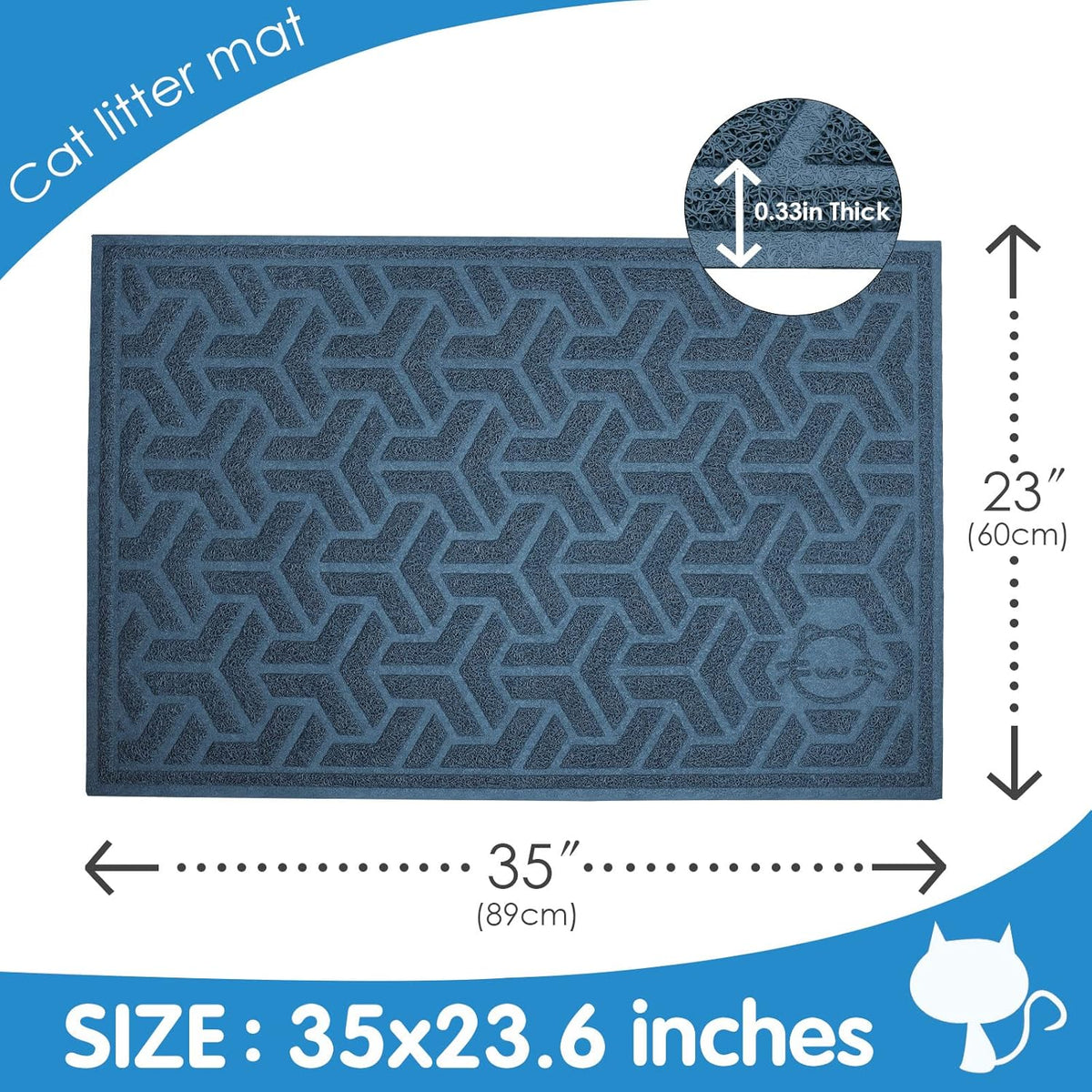 UPSKY Cat Litter Mat, Litter Trapping Mat Soft on Kitty Paws, Large Litter Box Mat 35" x 24"