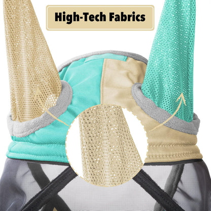 Harrison Howard Pro Luminous Horse Fly Mask Standard with Ears UV Protection for Horse Champagne