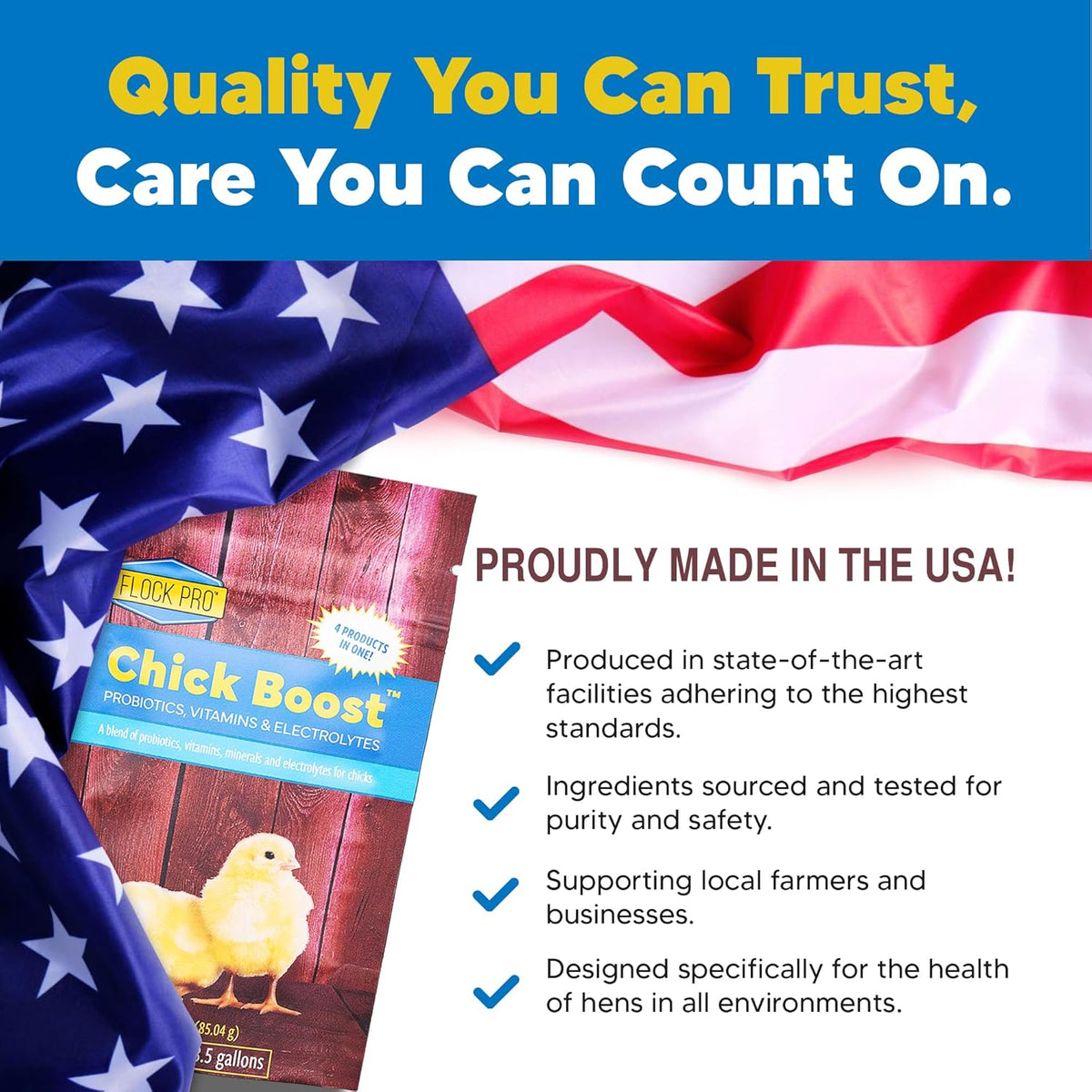 Equerry's Flock PRO Chick Boost Probiotic - Probiotics, Vitamins, Minerals and Electrolytes for