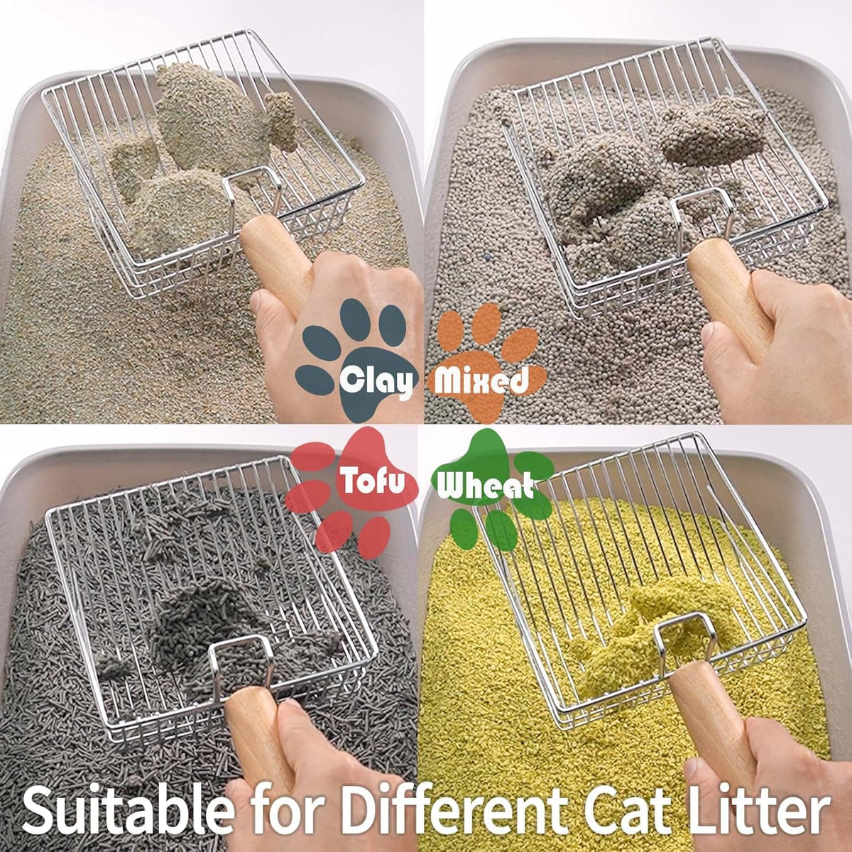 UFECODO Fast Sifting Cat Litter Scoop with Holder Stand, Stainless Steel Poop Scooper with