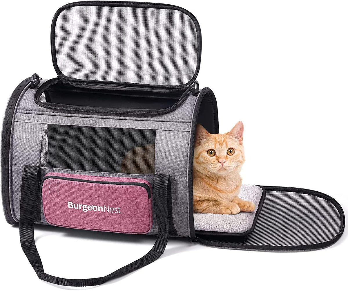 BurgeonNest Cat Carriers for Medium Puppy Under 25 lbs, Pet Carrier for Cats with Unique Side