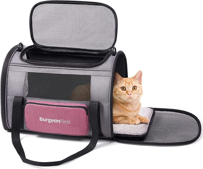 BurgeonNest Cat Carriers for Medium Puppy Under 25 lbs, Pet Carrier for Cats with Unique Side