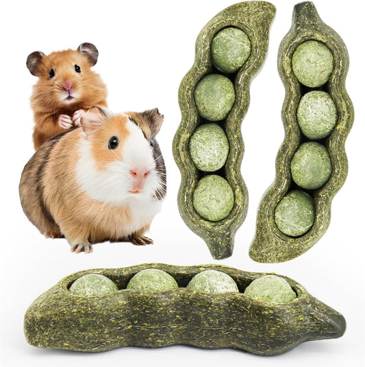 TEEWY 3PCS Guinea Pig Chew Toys, Prevent Teeth Overgrowth, Natural Vegetables and Timothy Grass