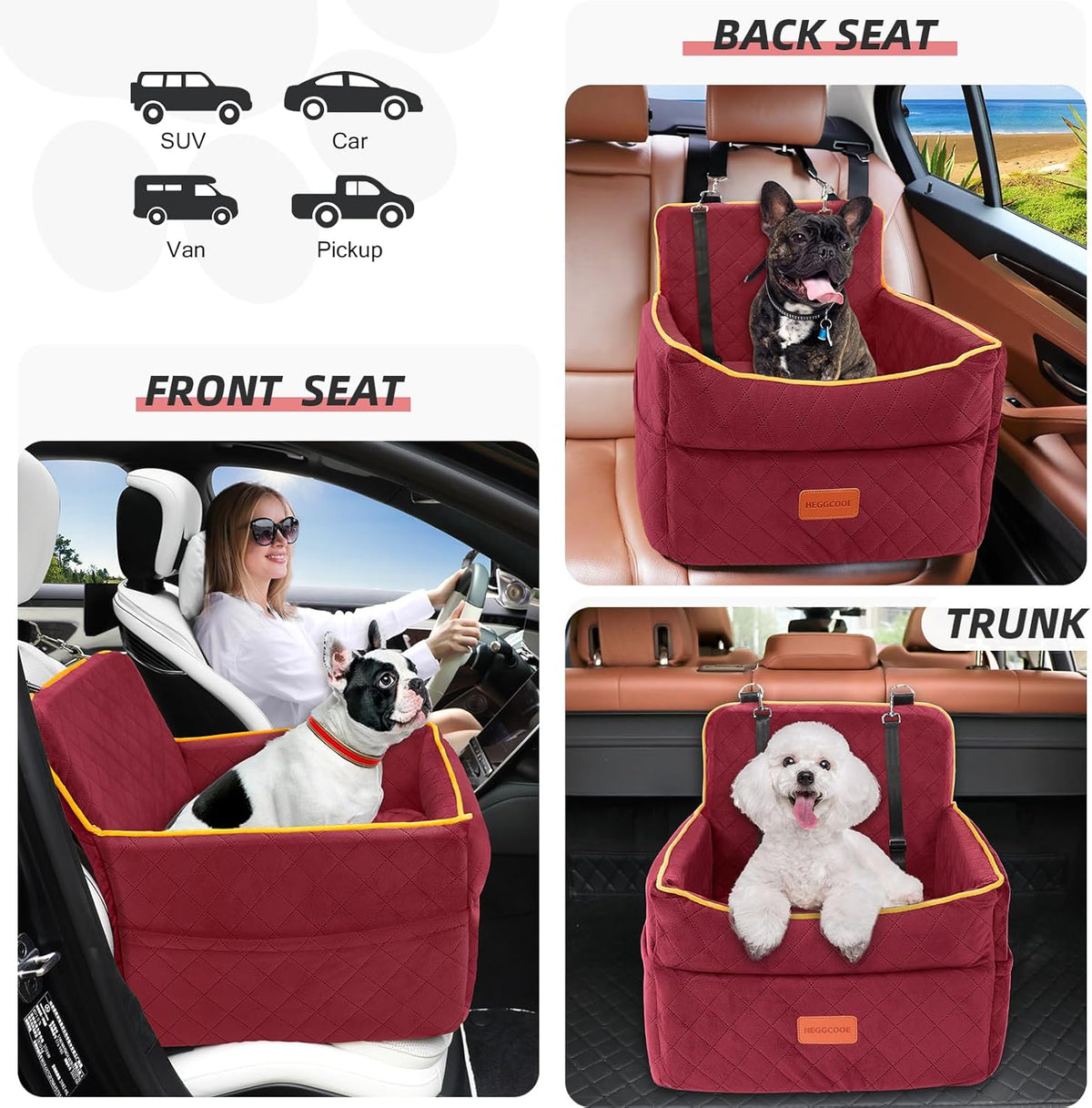 Dog Car Seat for Small Medium Dogs, Memory Foam Puppy Dog Booster Seat with Thick Cushion for Dogs